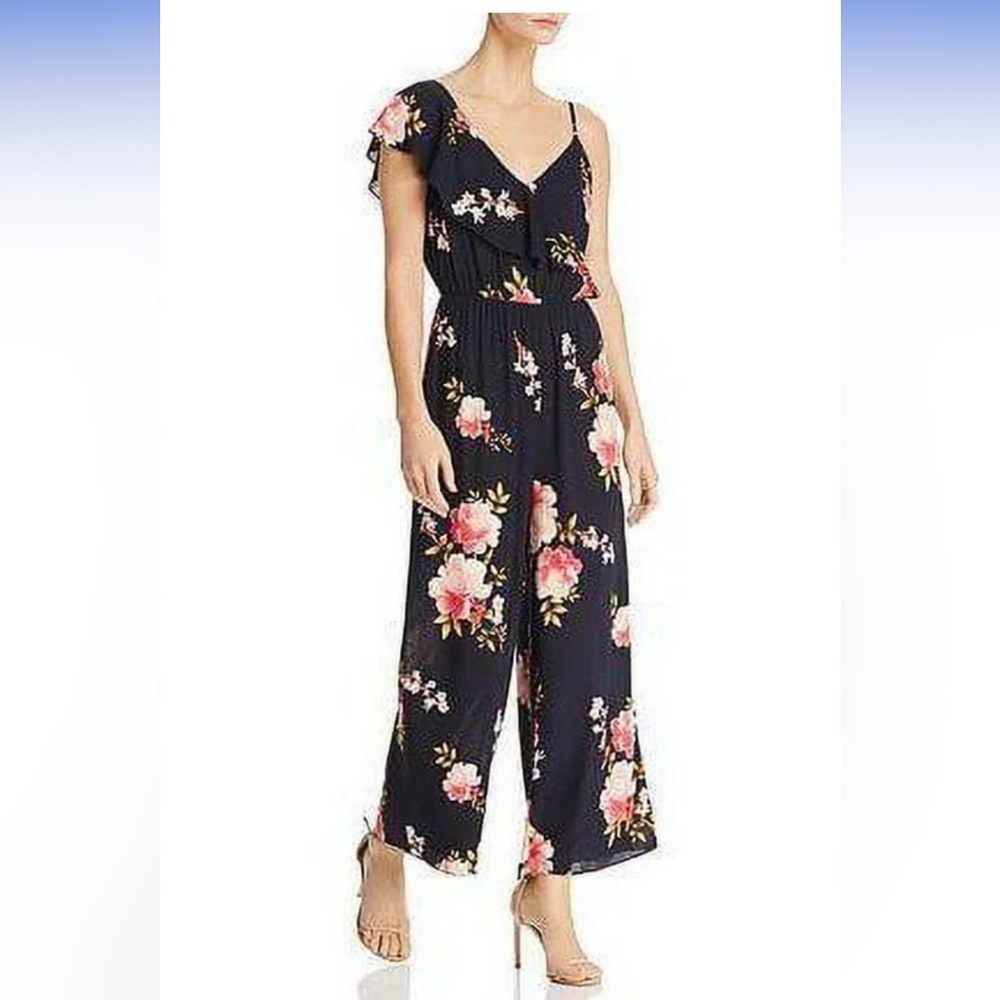 Aqua Womens One Shoulder Floral Jumpsuit